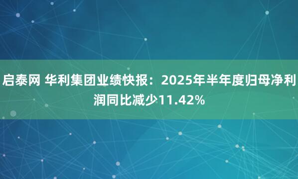 启泰网 华利集团业绩快报：2025年半年度归母净利润同比减少11.42%