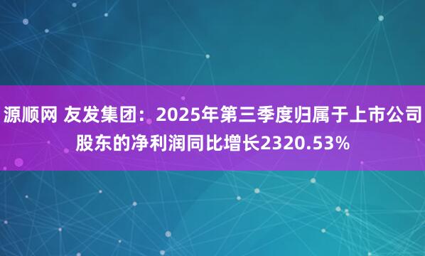 源顺网 友发集团：2025年第三季度归属于上市公司股东的净利润同比增长2320.53%
